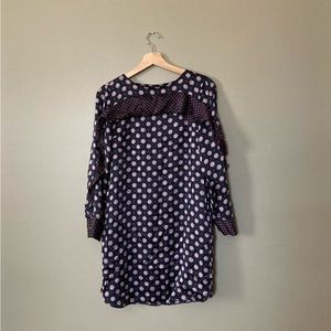 Geometric Patterned 100% Silk Sheath Dress with Pockets